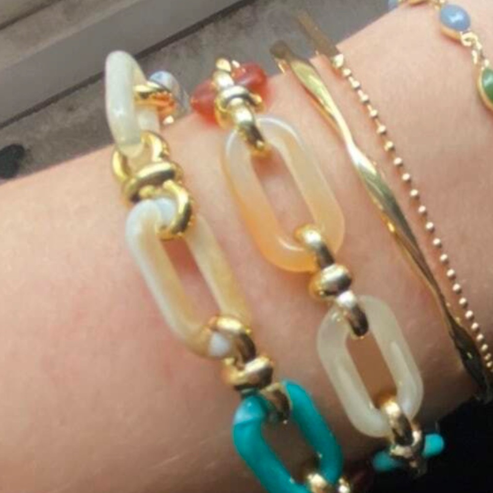 Luxe Multicolor Gold Tone Chain Necklace - Picture 4 of 4